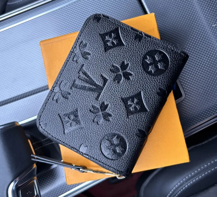 Fashion designer wallets luxury womens short purses embossed flower letters credit card holders ladies plaid money clutch bags with and bag high-qua
