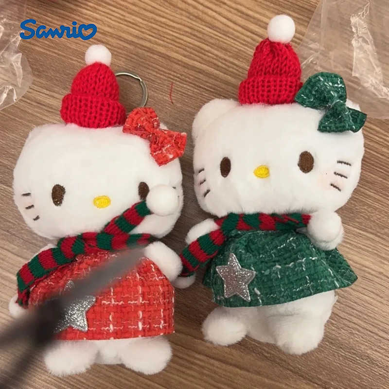 Sanrio Kawaii Hello Kitty Plush Toy Cute Christmas Series Anime Cartoon Backpack Pendant Girl Christmas Day Birthday Gift H251205-image-1087316637