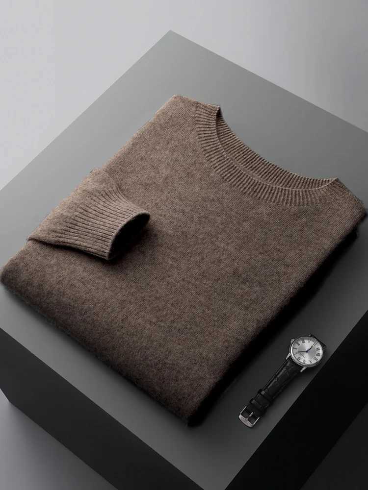 Pull en laine sans couture pour hommes de base automne hiver col rond solide 00 laine mérinos tricots décontracté simple homme vêtements hauts W2