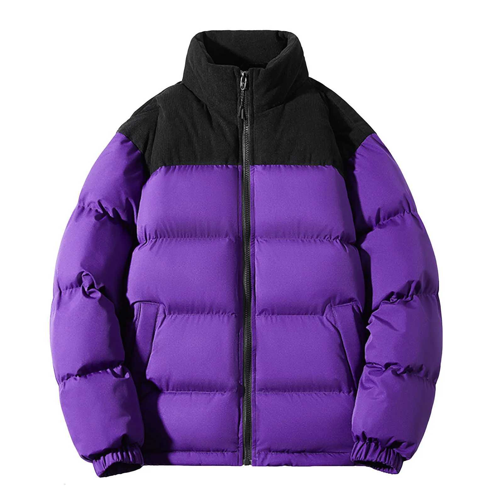 Mens Cotton Padded Clothing Winter Trend Color Combination Thick Cotton Padded Hooded Coat Hip Hop Varsity Jacket M251205
