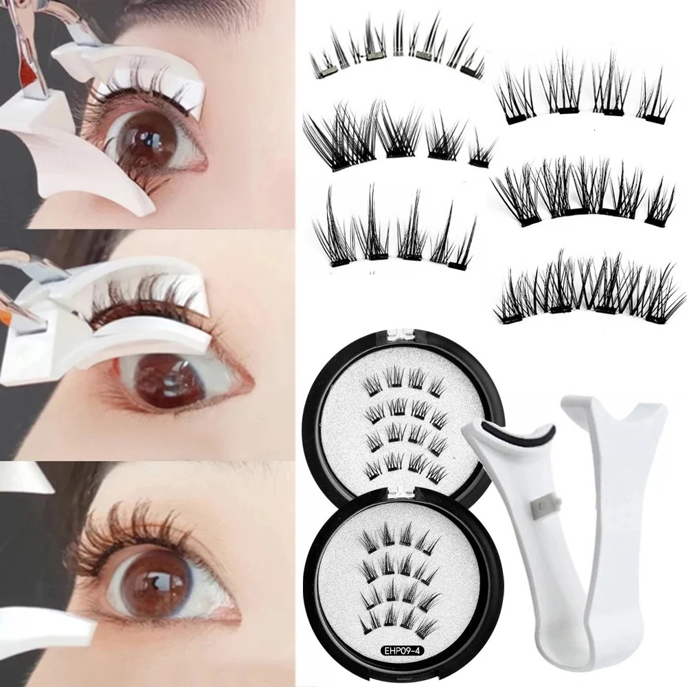 Kit de cils magnétiques 3D effet naturel cils magnétiques maquillage des yeux réutilisable faux cils fournitures de cils de beauté 251204