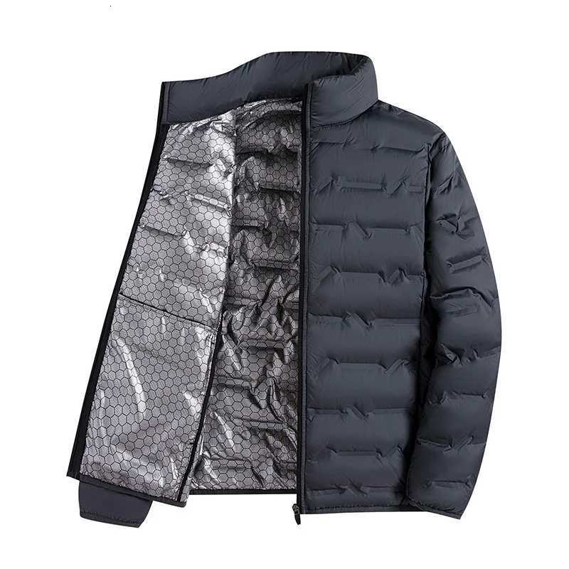 Mens Solid Color Stand Collar Long SLeeve Zipper Casual Trendy Down Coats Winter New Fashion Male Simple Basic Cothes Top M251205