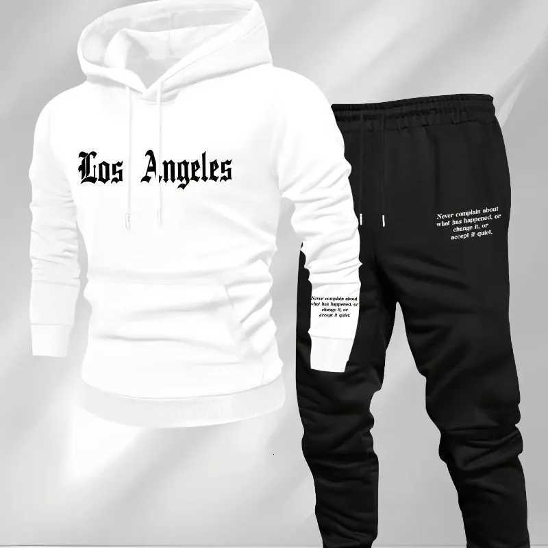 Ensemble de sport décontracté pour hommes automne et hiver sweat à capuche imprimé à la mode et pantalon de sport X2512051