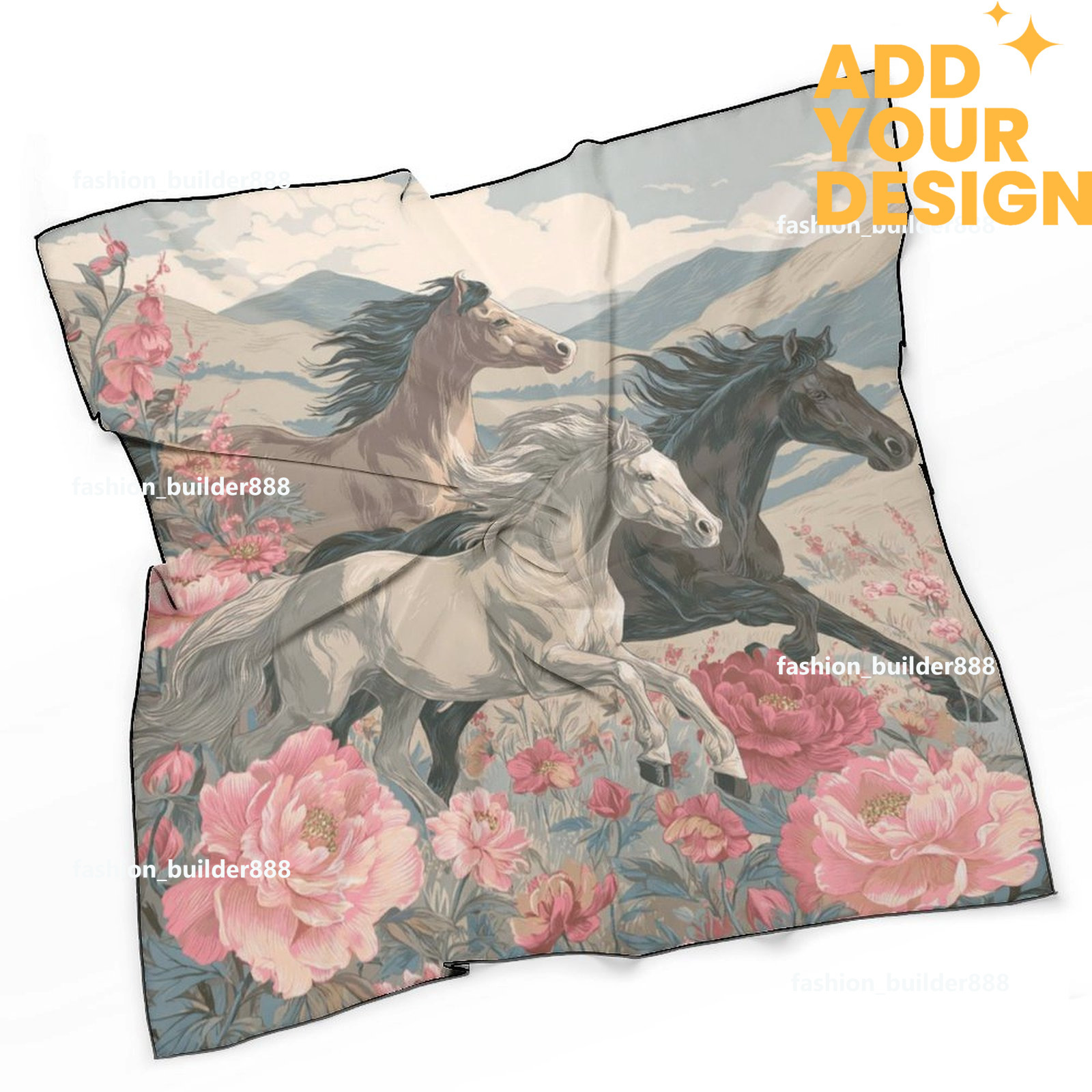 Designer personnalisé H cou écharpe pour motif de cheval de luxe femmes soyeux foulards cheveux bandanas carré écharpe accessoires de mode léger