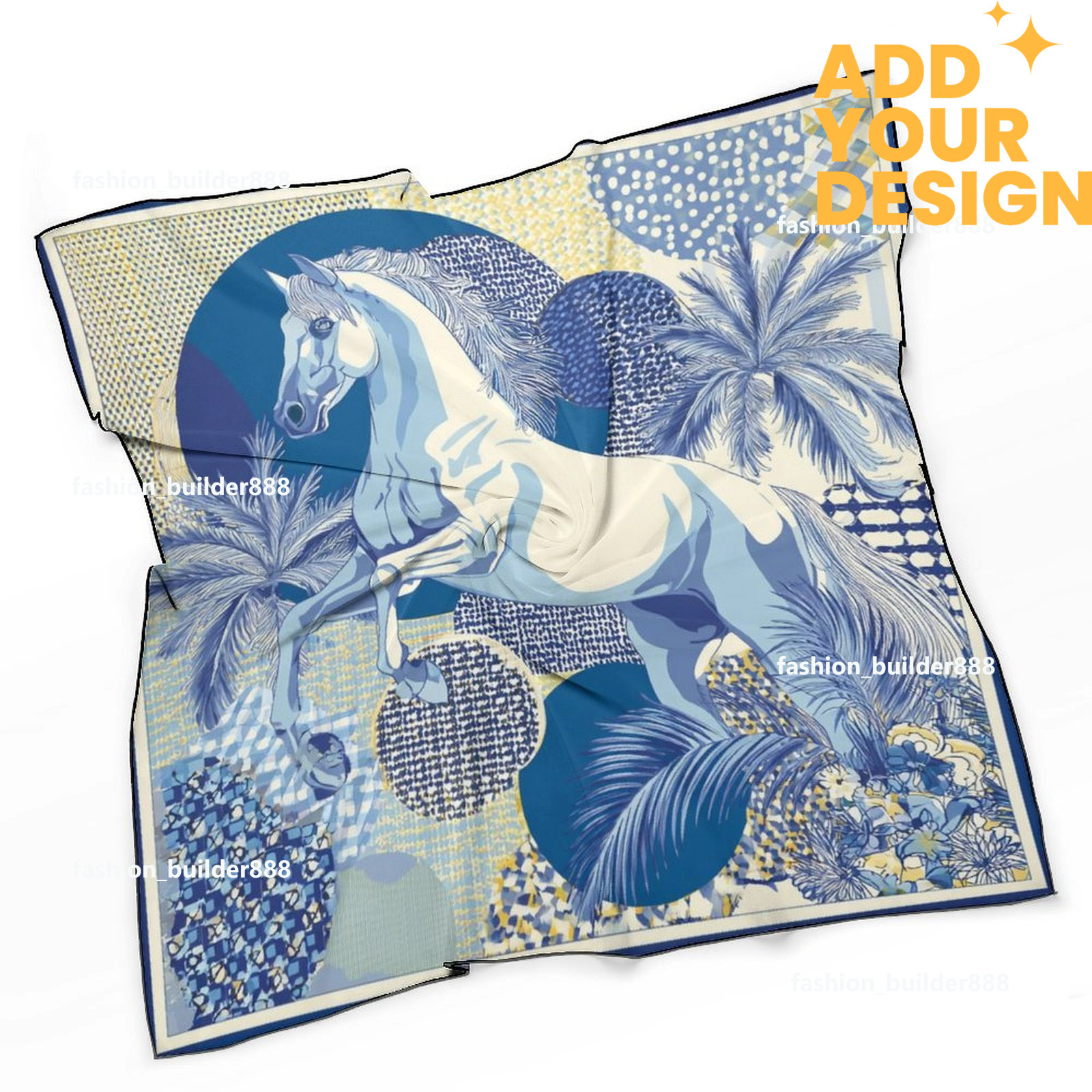 Designer personnalisé H cou écharpe pour motif de cheval de luxe femmes soyeux foulards cheveux bandanas carré écharpe accessoires de mode léger