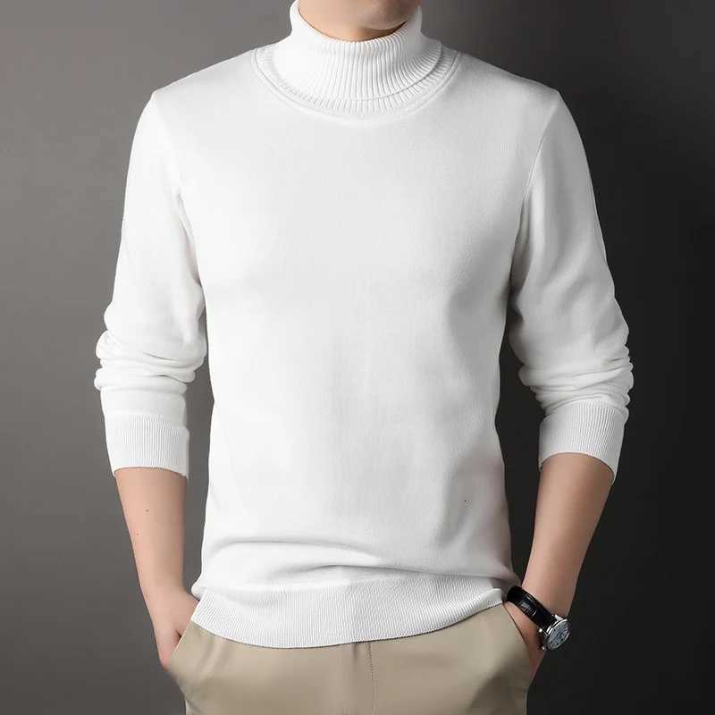 Mens Winter Sweater Thick Warm Knitwear Man Classic Solid Bottom Shirts Mens Pullover White Black Red Fleeced Clothes W251205