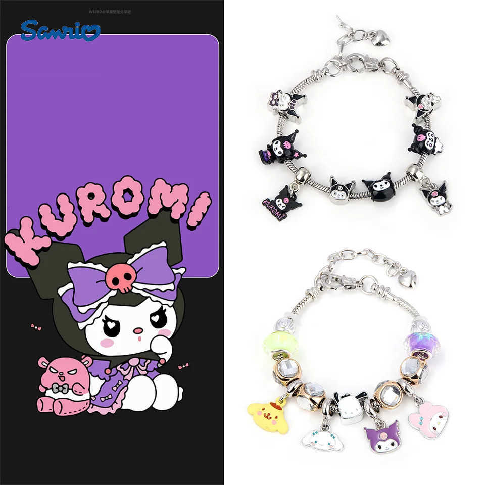 Sanrio mignon fille rose Kuromi coloré émail Bracelet pendentif détachable bricolage Bracelet Cosplay accessoires cadeau pour femmes bijoux H2512