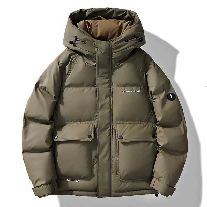 Doudoune courte à capuche pour hommes, couleur unie, manteau chaud et décontracté en duvet de canard blanc, M251205, 2024