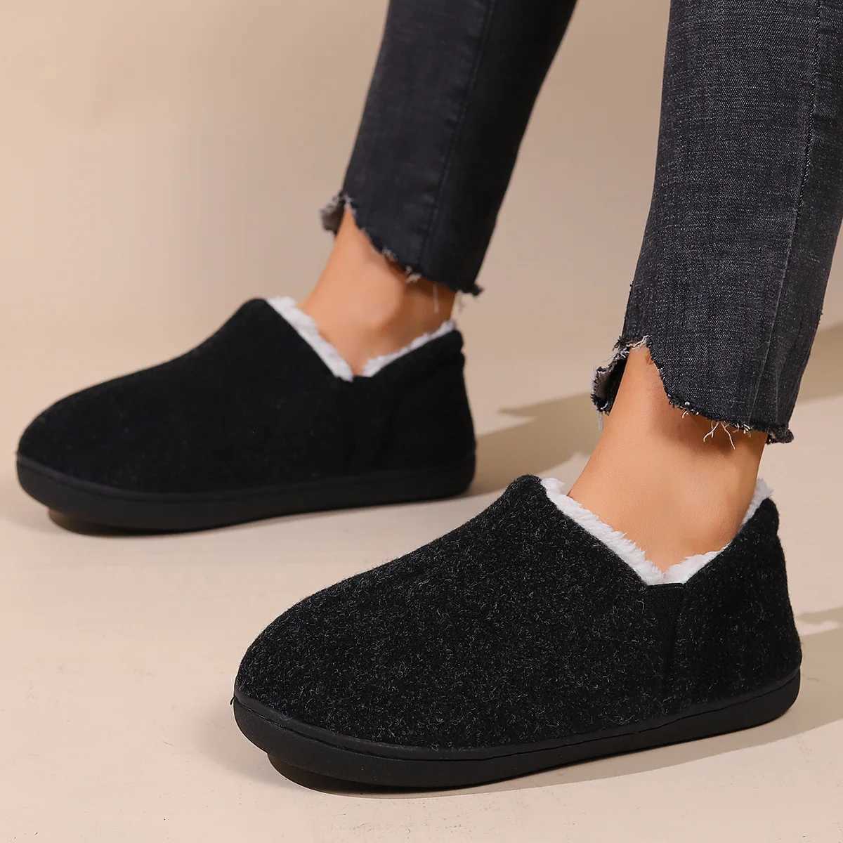 Litfun Men Winter Cotton Slippers Indoor Warm Fuzzy Casual House Shoes Memory Foam Slippers Outdoor Fashion Antiskid Plush Shoes W251205