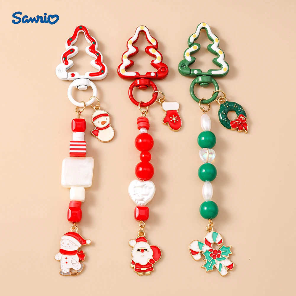 Sanrio Cute Christmas Snowman Keychain Women Girls Santa Claus Key Ring Pendants for Handbag Decor DIY Handmade Key Chain Gift H251205-image-1087316743