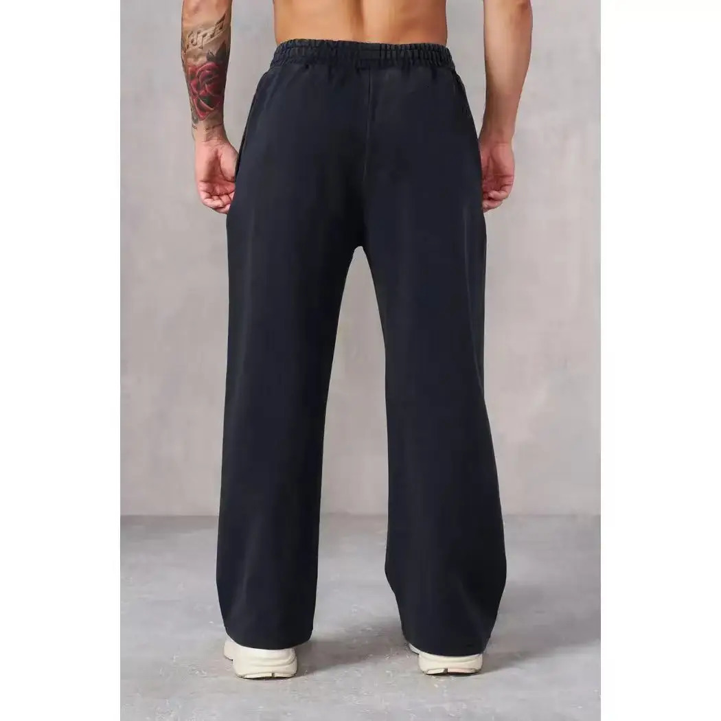 Pantalon de jogging de sport respirant pour hommes, taille élastique, ample, droit, décontracté, épais, pull, pantalon ample, 251128