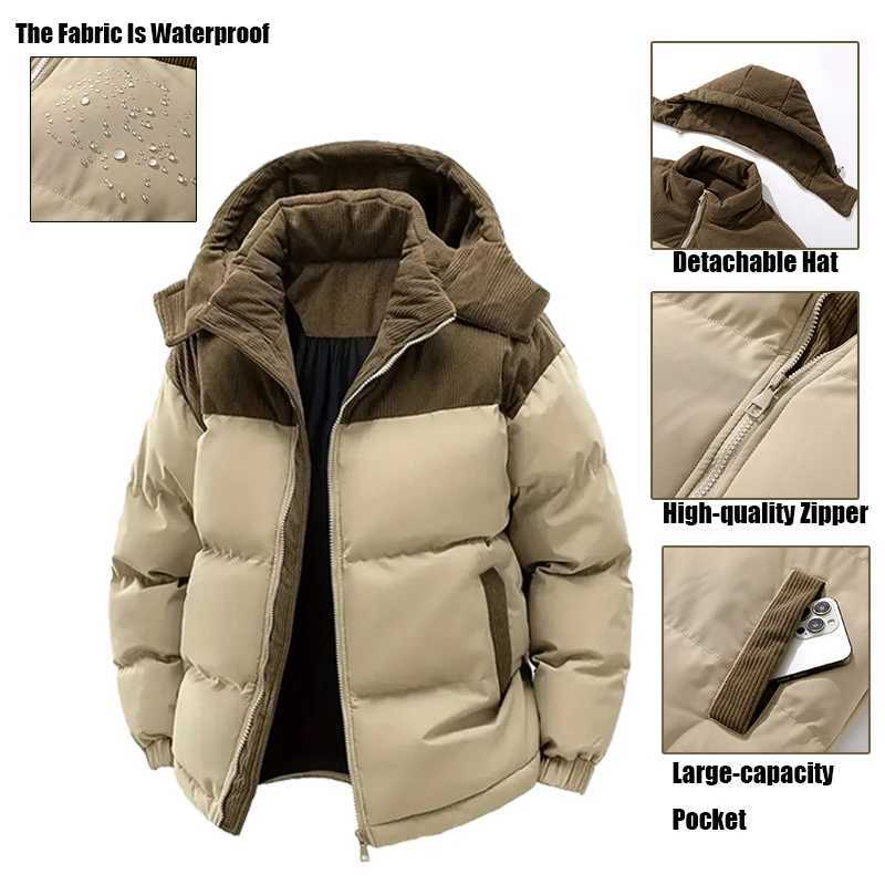 Automne hiver hommes en plein air amovible à capuche coupe-vent veste manteaux hommes vêtements d'extérieur chauds décontracté mode solide Parkas