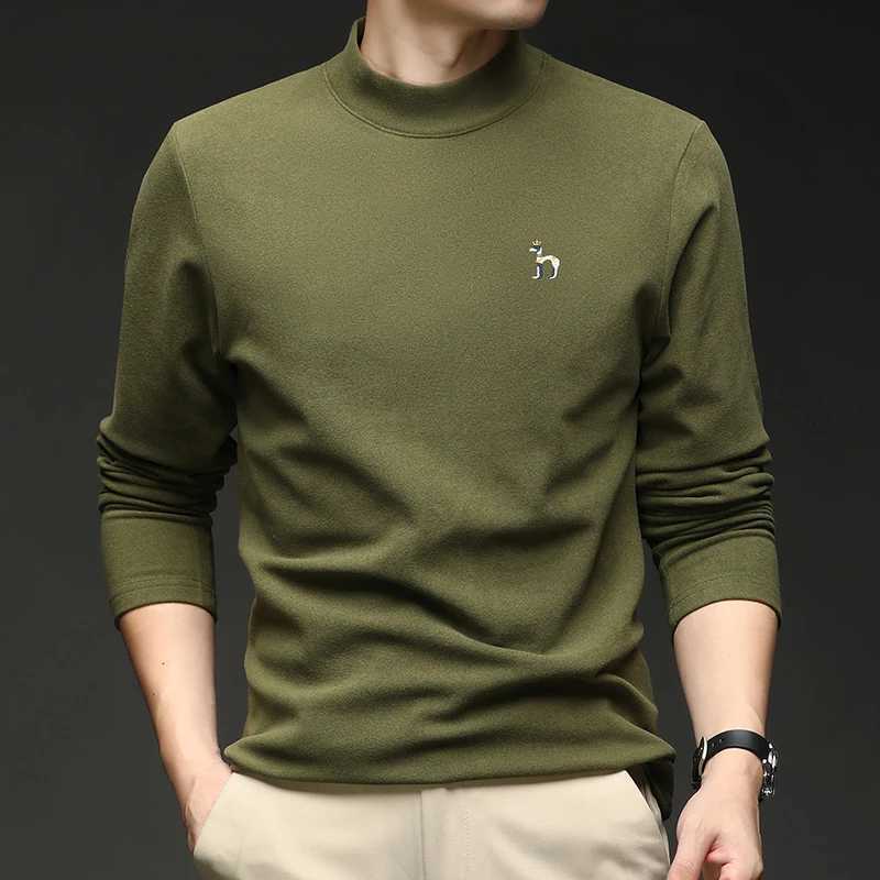 Autumn Mens Semi High Neck High-end Business Casual Comfortable Warm Long Sleeved Trendy Simple Base Knitted Sweater W251205