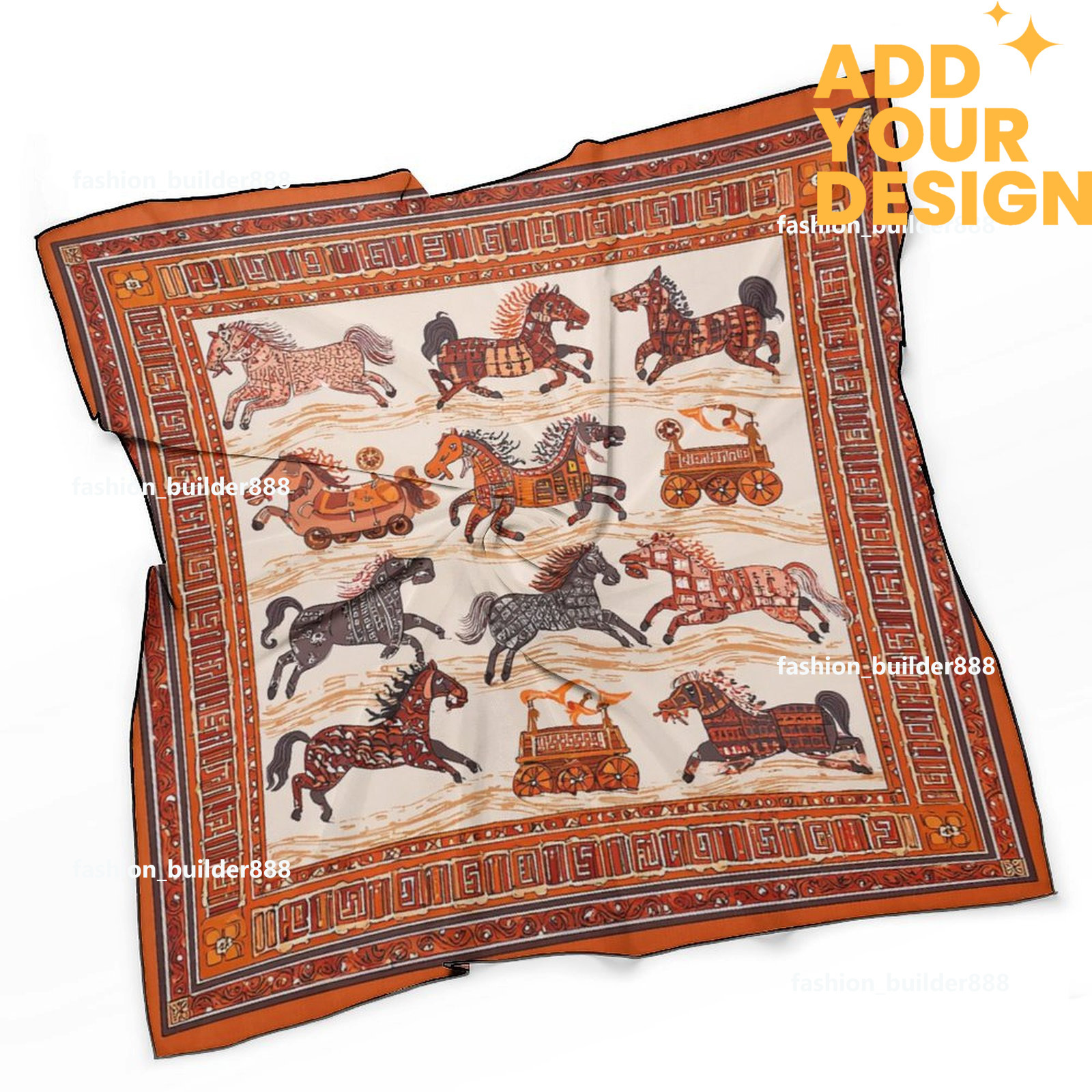 Designer personnalisé H cou écharpe pour motif de cheval de luxe femmes soyeux foulards cheveux bandanas carré écharpe accessoires de mode léger