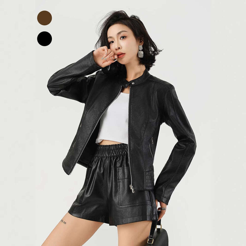 Women's Motorcycle Style Coat European American Cross-Border Leather Jacket For Women Autumn And Winter B1