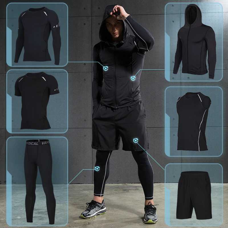 Mens Compression Sportswear Suits Gym Tights Training Clothes Workout Jogging Sports Set Running Tracksuit Quick Dry Plus Size X251205
