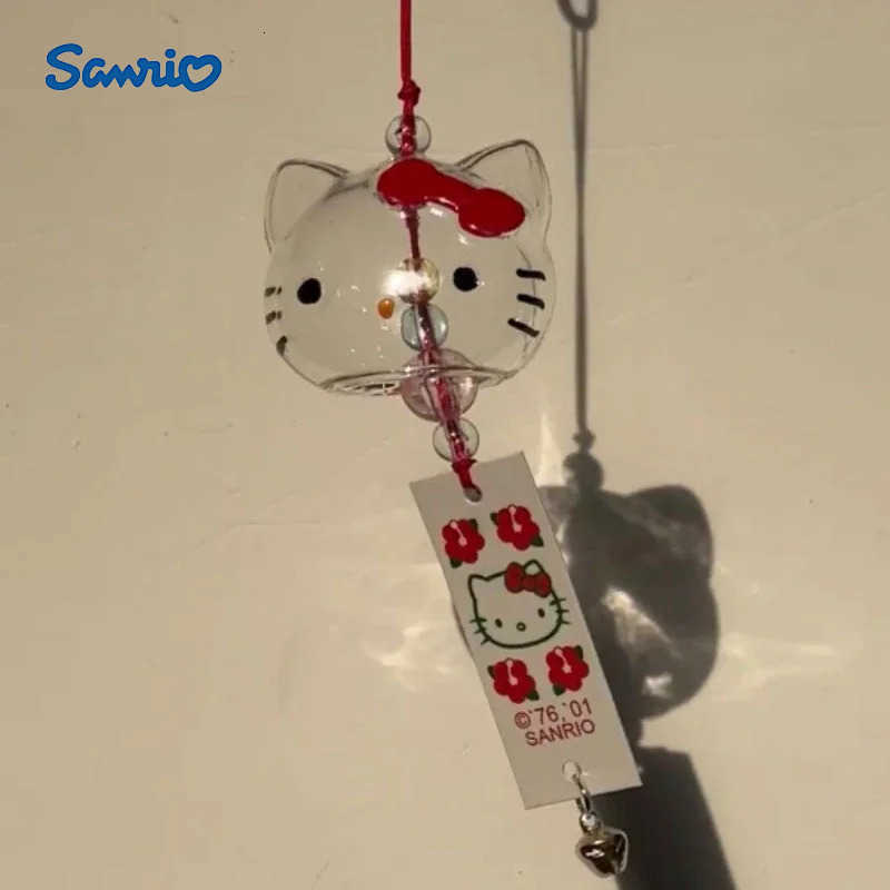 Sanrio Cartoon Characters Hello Kitty Cat Wind Chime Figures Japanese Cute Toy Mini Car Pendant Aeolian Bells Model Decoration H251205-image-1087317657