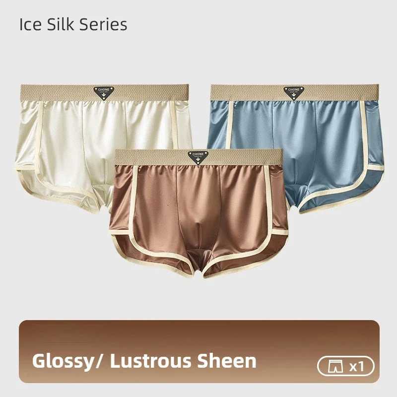 4Pack Ice Silk Men Underwear 10A Grade Antibacterial Mulberry Silk Blended Lining Mens Boxers Trendy Mens Boxershorts X251205
