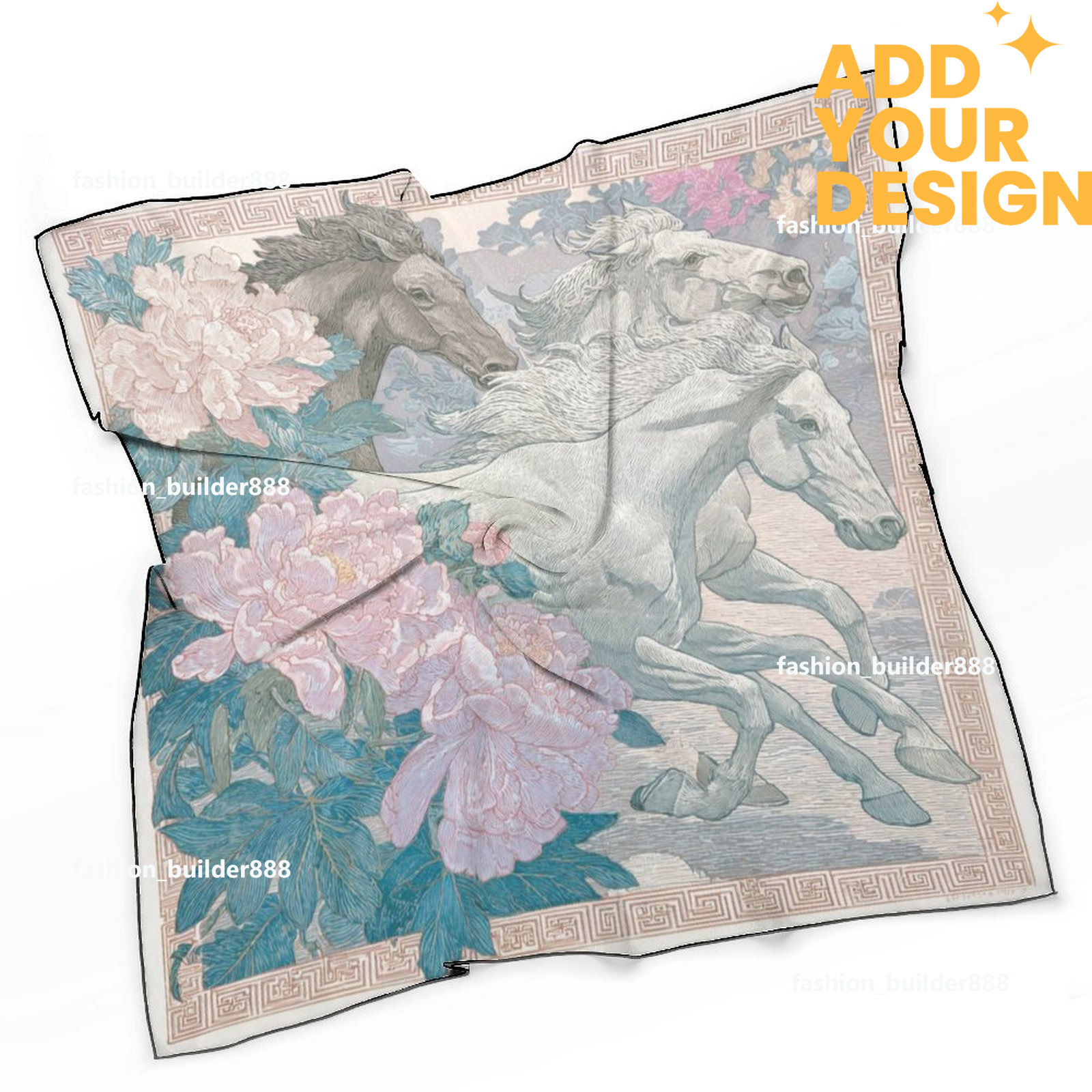 Designer personnalisé H cou écharpe pour motif de cheval de luxe femmes soyeux foulards cheveux bandanas carré écharpe accessoires de mode léger