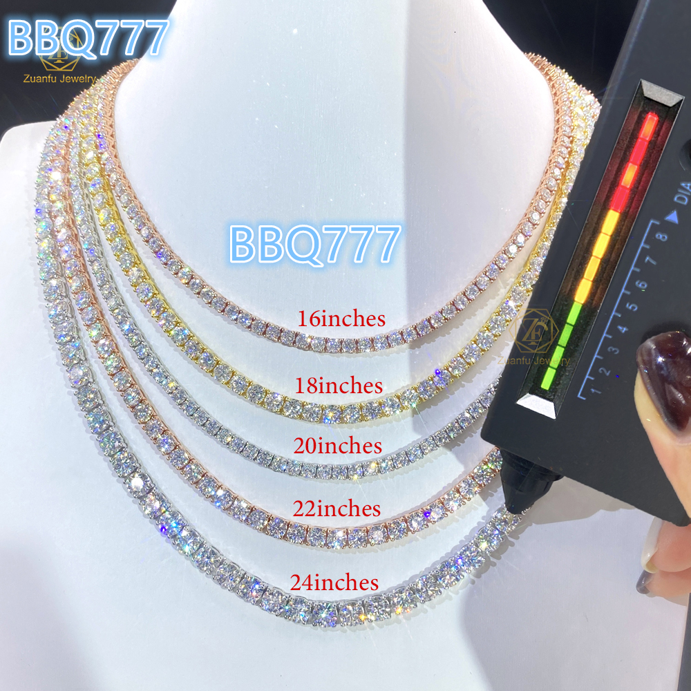 Luxury 2mm 3mm 4mm Diamond Tennis Chain Iced Out VS HPHT/CVD Real Diamond Tennis Necklace Custom 10K Gold Bracelet Jewelry