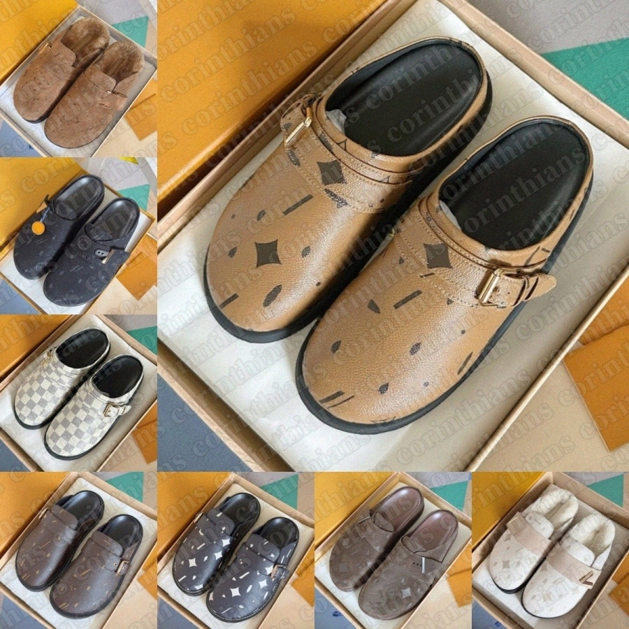 Designer Cosy Comfort Monogram Slipper Flat Scuffs Sandals Calfskin Mules Slide Slides Slippers Mens Womensnt5x#-image-984264389