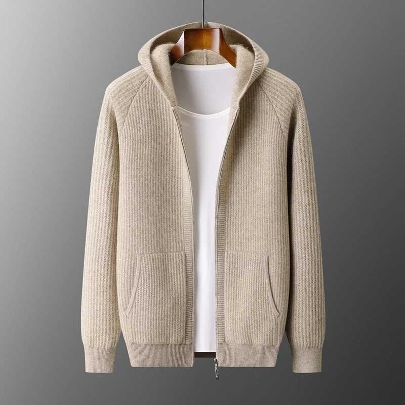 New Mens Thick Zipper Hoodie Cardigan00 Merino Wool Knitted Sweater Casual Loose Autumn/Winter Warm Hoodie Long Sleeve Jacket W251205