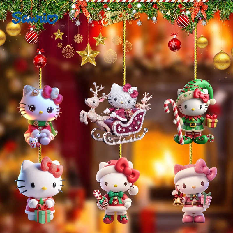 Sanrio Hello Kitty Kuromi Cinnamoroll Christmas Ornaments Cute 2D Pendant Xmas Tree Acrylic Hanging Home Decor Kids Toys Gift Hot Sales H251205-image-1087316831
