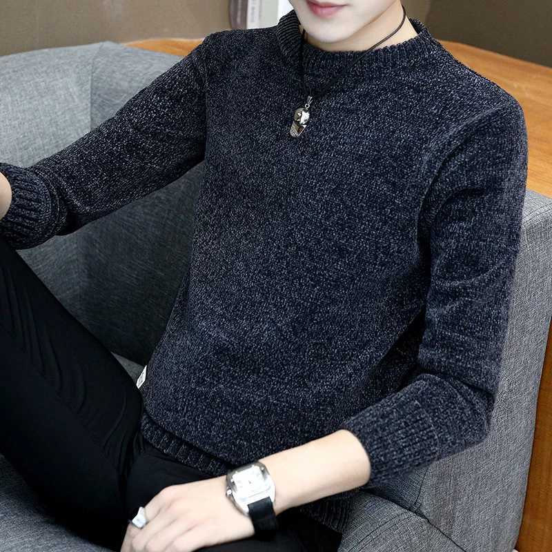 2024 Pull en chenille épaissi pour homme nouvelle haute qualité hiver chaud décontracté pull tricoté hommes à manches longues pull à col rond W25