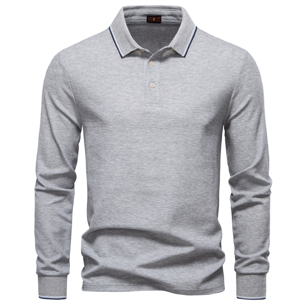 Designer t shirt Men's Long Sleeve Polo Shirt Solid Color Collar T-Shirt Spring Autumn Loose Versatile Top European size: S-2XL