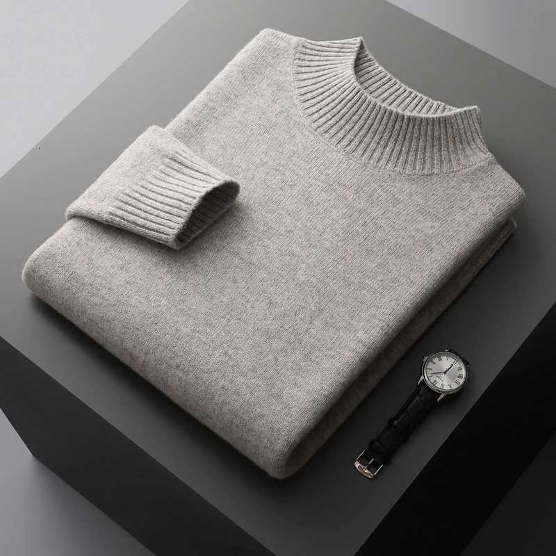 Pull en cachemire Double épaisseur pour hommes, avec col Semi-haut, chemise à bascule tricotée en laine chaude, haut de gamme, W251205, hiver