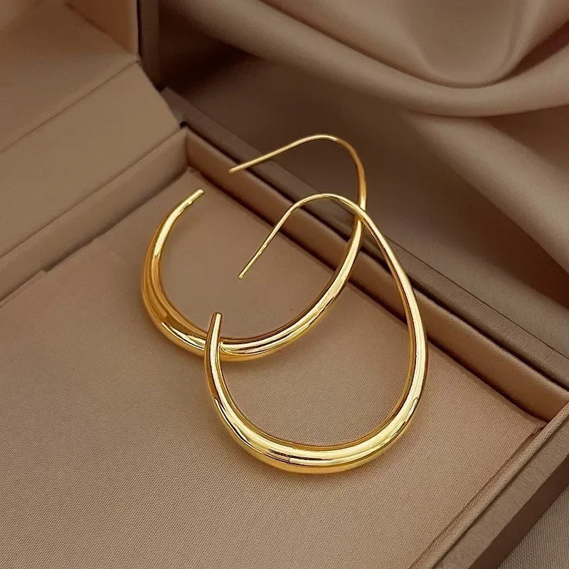 Boucles d'oreilles ovales géométriques rétro pour femmes, design Simple, accessoires bijoux de fête de mariage, à la mode, 251201