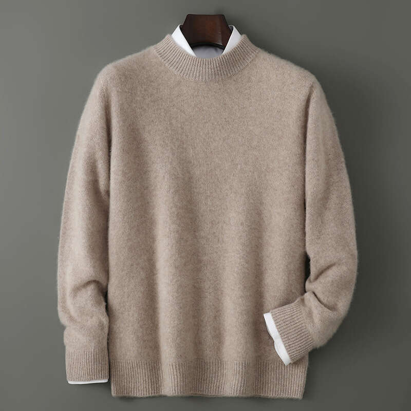 Men's Sweater autumn winter men colthes Half Turtleneck pure wool Thickened Inner Pullover Base Layer Trendy Fashion Loose Casual