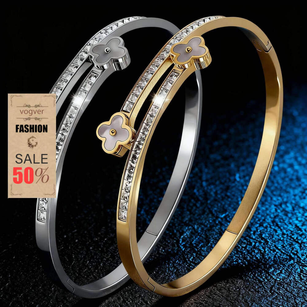 Bracelet For Women Luxury Designer 2026 Four-Leaf Clover Inlaid Diamond Titanium Steel Bracele Bangle Jewelry