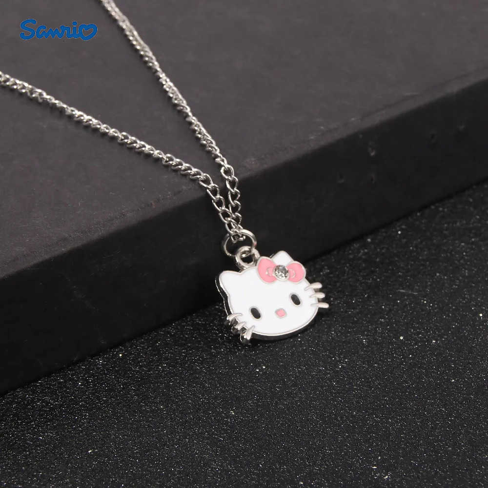 Sanrio Cartoon Hello Kitty Pendant Necklaces Fashion Bow Cute Metal Cat Necklace Jewelry Accessories Birthday Pendant Gifts For Women H251205