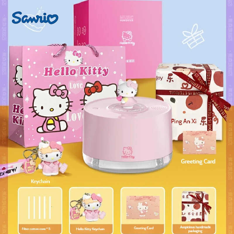 Sanrio Hellokitty Music Box Humidifier Air Aromatherapy Pregnant Baby Home Silent Bedroom Night Light Double spray Dormitory Girl Gift H251205-image-1087348032