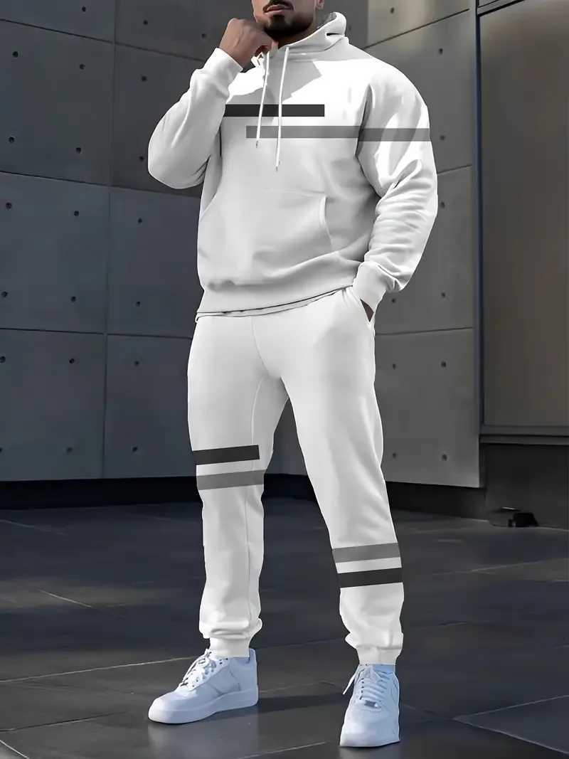 Le nouvel ensemble pour hommes pour le printemps et l'automne 2025 présente un imprimé à carreaux 3D décontracté, à la mode, confortable et doux