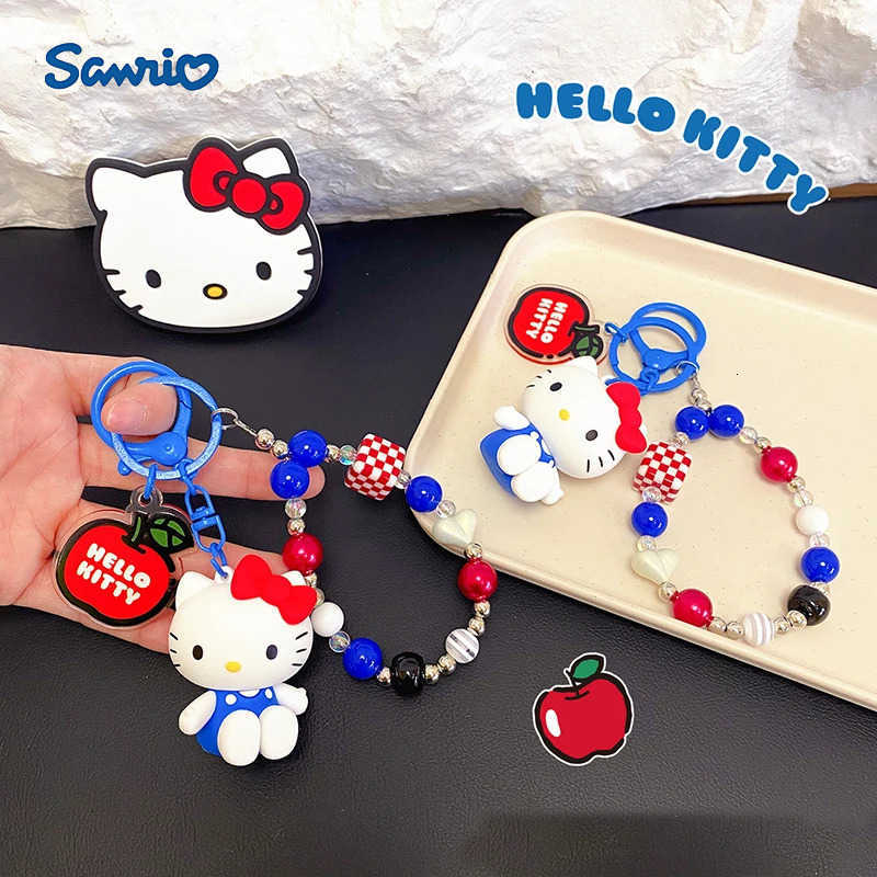 Sanrio Hello Kitty Beaded Keychain Cute Cartoon Charm for Keys Bags Purse Backpack 3D Acrylic Pendant Gift for Girls Accessories H251205-image-1087316590