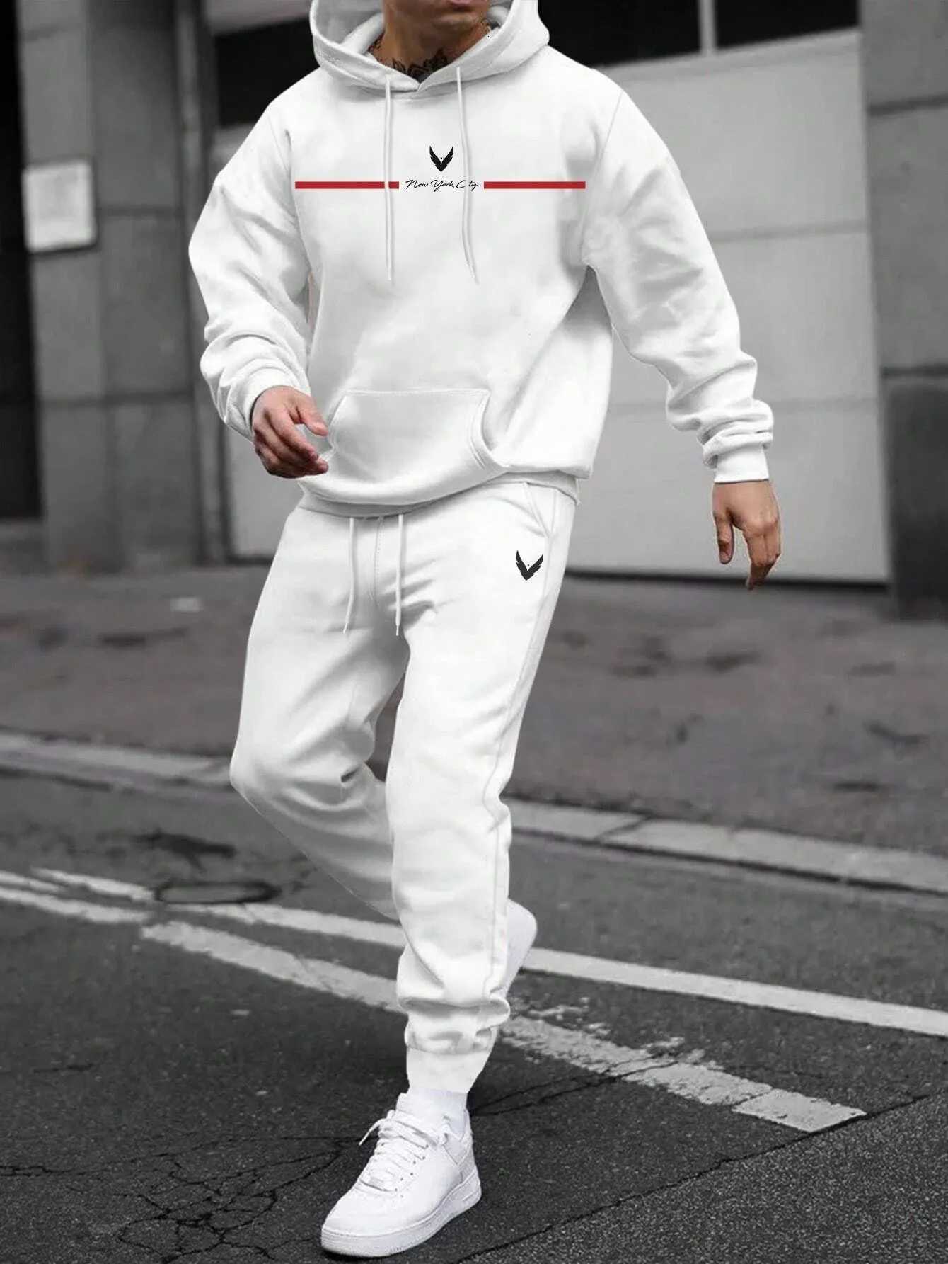 Survêtement Ensembles Hommes Casual Polaire Sweats À Capuche Chauds Pantalon 2PCS Hommes À Manches Longues Costume De Sport Mâle Pull À Capuche V