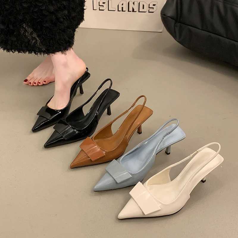 2025 New Womens Leather Slippers High Heels Shoes Party Pumps Woman Summer Sandals Women High Heel Sandals Shoes W251104