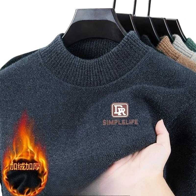 Hommes impression épais pull tricoté pull décontracté polaire doublé hommes vêtements d'hiver marque de luxe automne chaud pulls vêtements W25120