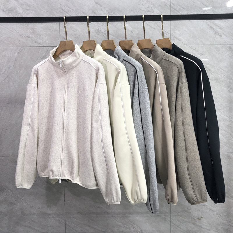 Cardigan surdimensionné avec lettres brodées sur le devant, sweat-shirt à capuche doublé polaire, fermeture éclair, pour hommes et femmes, 25fw12