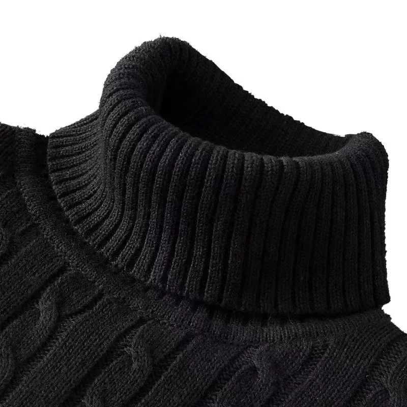 Automne hommes à manches longues chandails tricotés hommes coupe ajustée pull à col roulé pull décontracté pull léger côtelé pull W251205