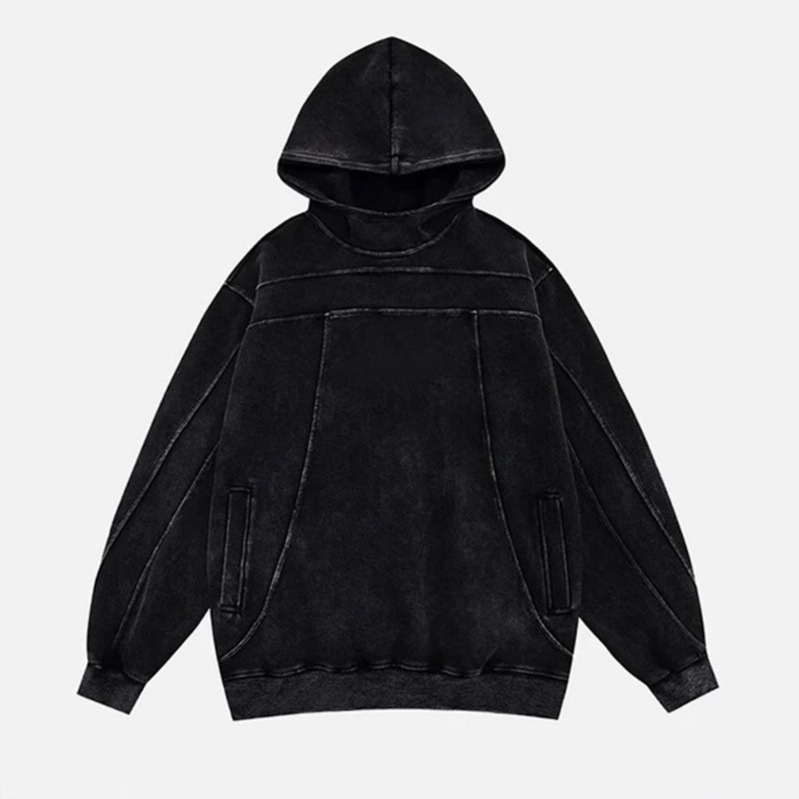 hip-hop streetwear retro washed black hoodie sweatshirt mens embroidered letter hoodie Harajuku hoodie zipper Y2K 240909