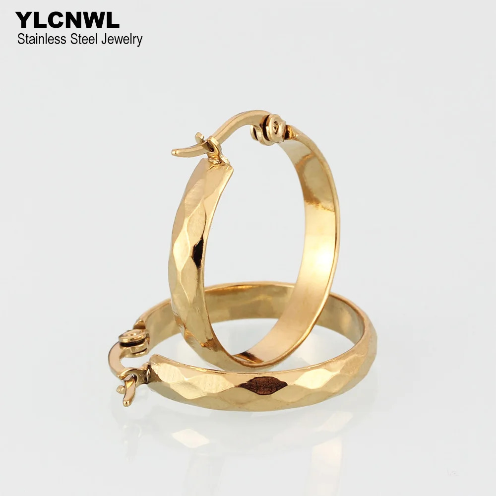 Fashion Stainless Steel Hoop Earrings Woman Gold Silver Color Punk Style Ladies Jewelry Gift 251201