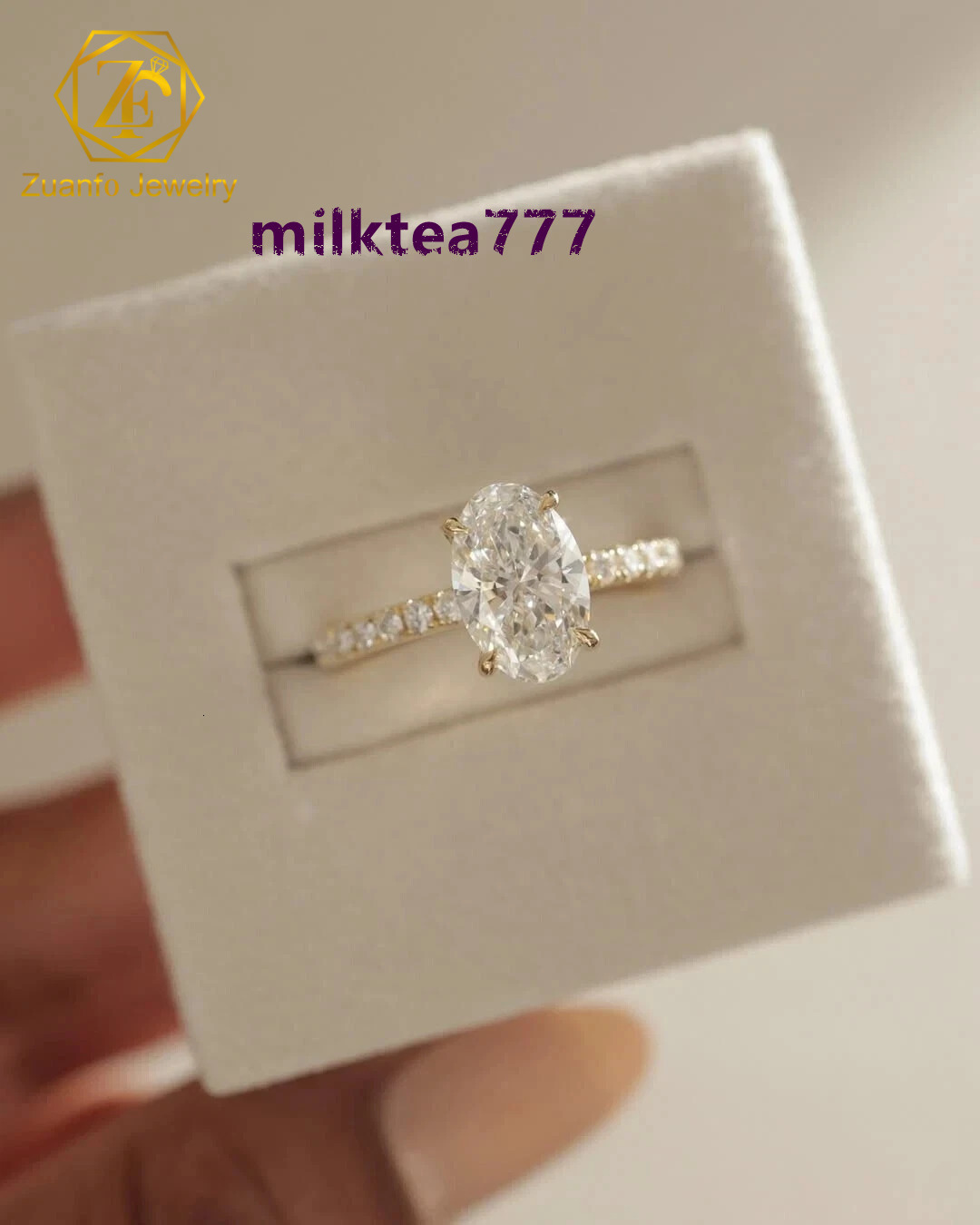 Custom 14K 18K Gold 2CT 3CT 5CT Oval Cut D VS1 VVS1 IGI Certified Lab Grown Diamond Engagement Wedding Ring for Women