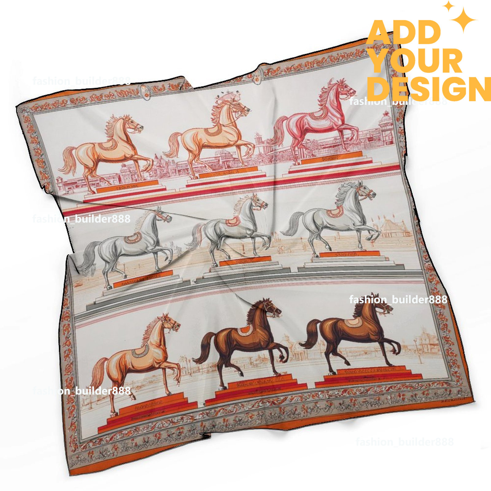 Designer personnalisé H cou écharpe pour cheval motif luxe femmes soyeux foulards cheveux bandanas carré écharpe accessoires de mode léger H12