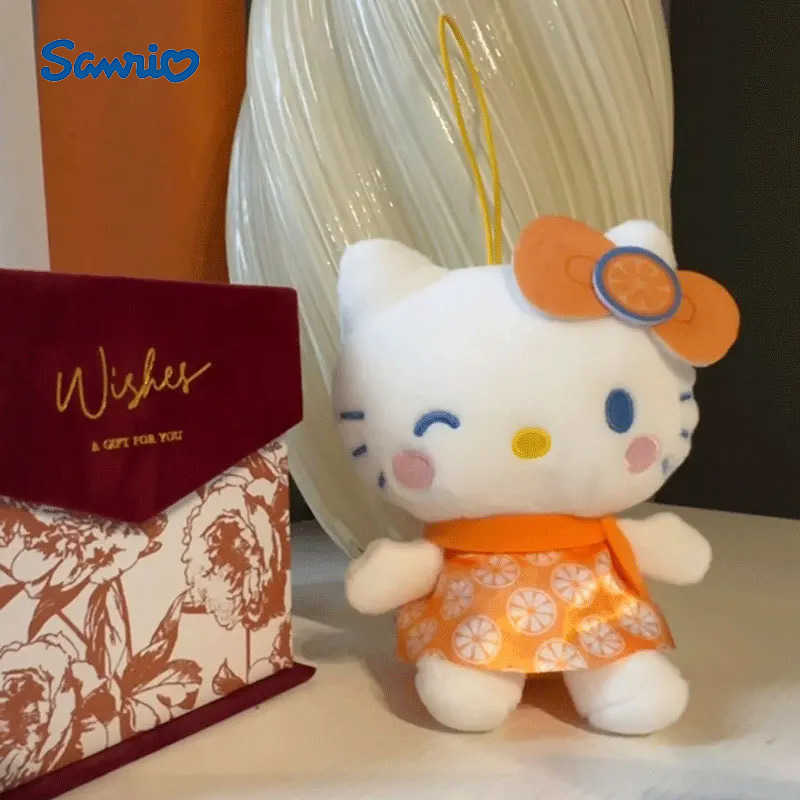 Sanrio Orange Hello Kitty Doll Hanging Keychain Cartoon Kitty Cat Hanging Doll Toys Cute Bag Accessories Keychain Gifts H251205-image-1087317157