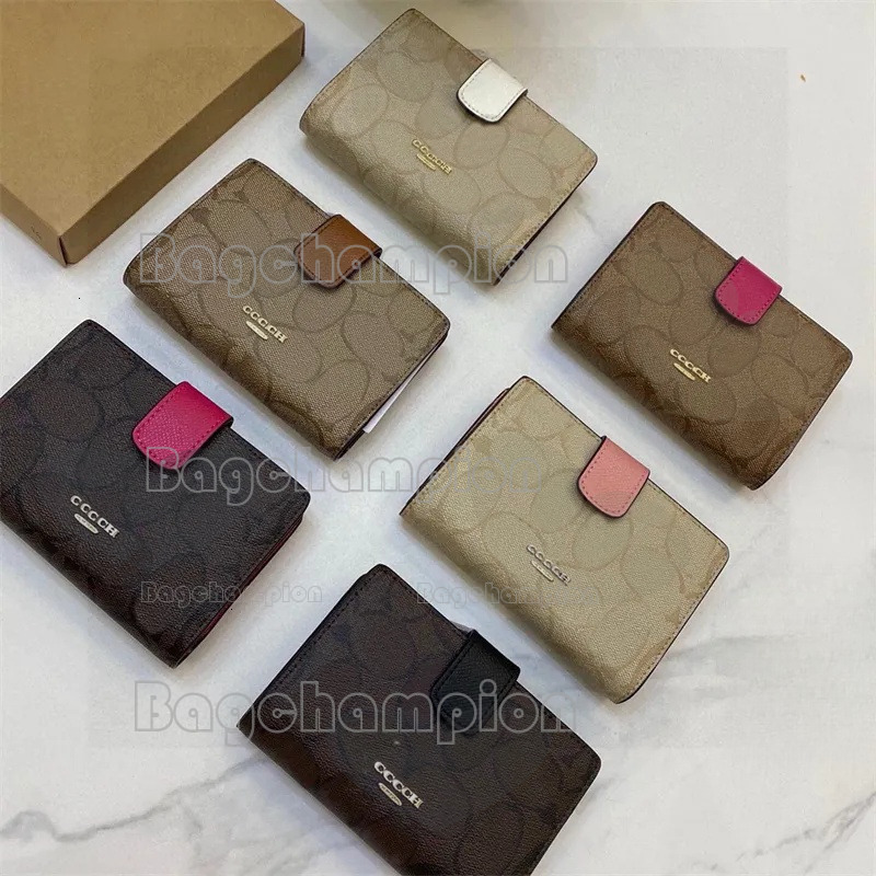 High Quality Coahcc Brand Designer Cow Leather Fashion Mens Womens Purses Zippered Wallets Short Wallet For Men Credit Card Cash Multi Card Walle