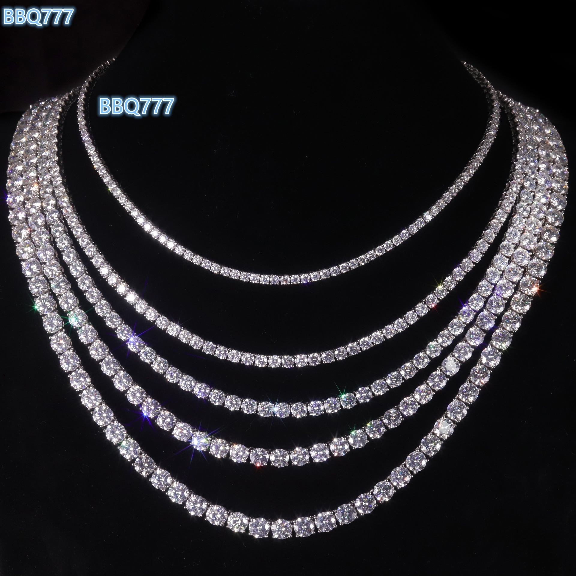 Unisex High-End Moissanite Tennis Chain Necklace S925 Sterling Silver Gold-Plated 2/3/4/5/65mm Hip-Hop Style Fashion Chains for