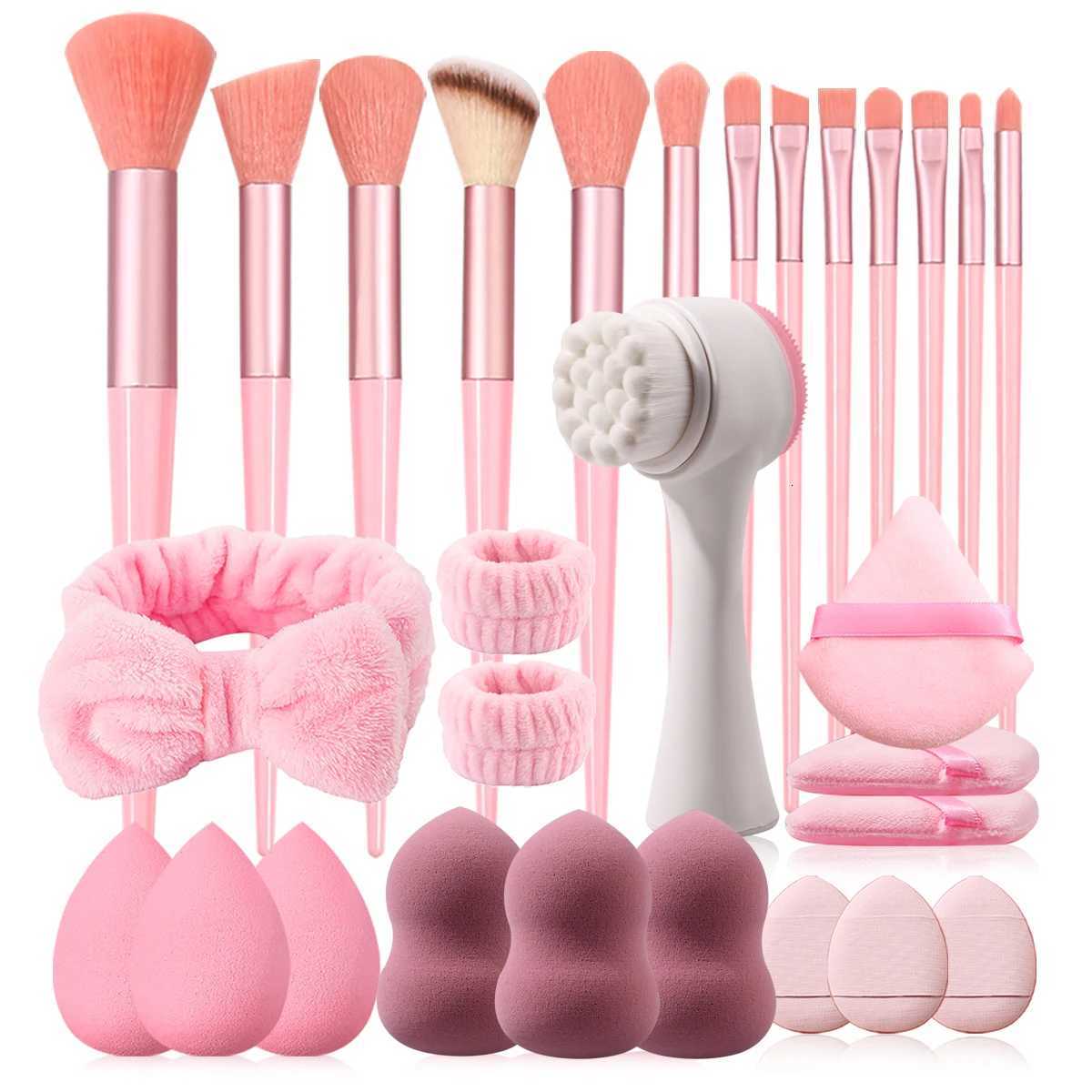 29pcs Tool Kit 13pcs Makeup Brush With 12Pcs Makeup Sponge SetFace Wash Brush Headband Wristband Make Up AccessoriesT251205-image-1087323832